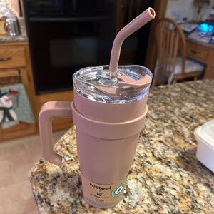 Rosteel Rose Tumbler with Handle and Straw